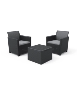 SET KETER "CLAIRE BALCONY" DA ESTERNO CON DUE POLTRONE E UN TAVOLO COLORE GRAFITE - KETER